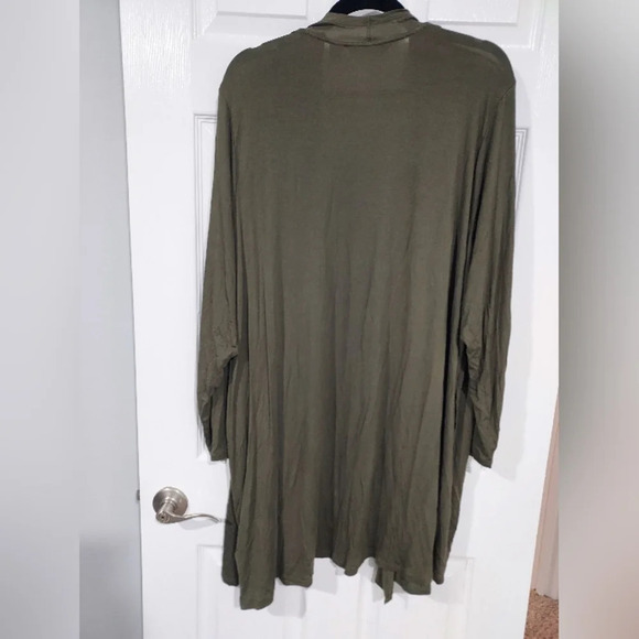 Lands' End Olive Green Open Front Long Sleeve Cardigan in Size 3X (24W-26W) - Picture 10 of 10